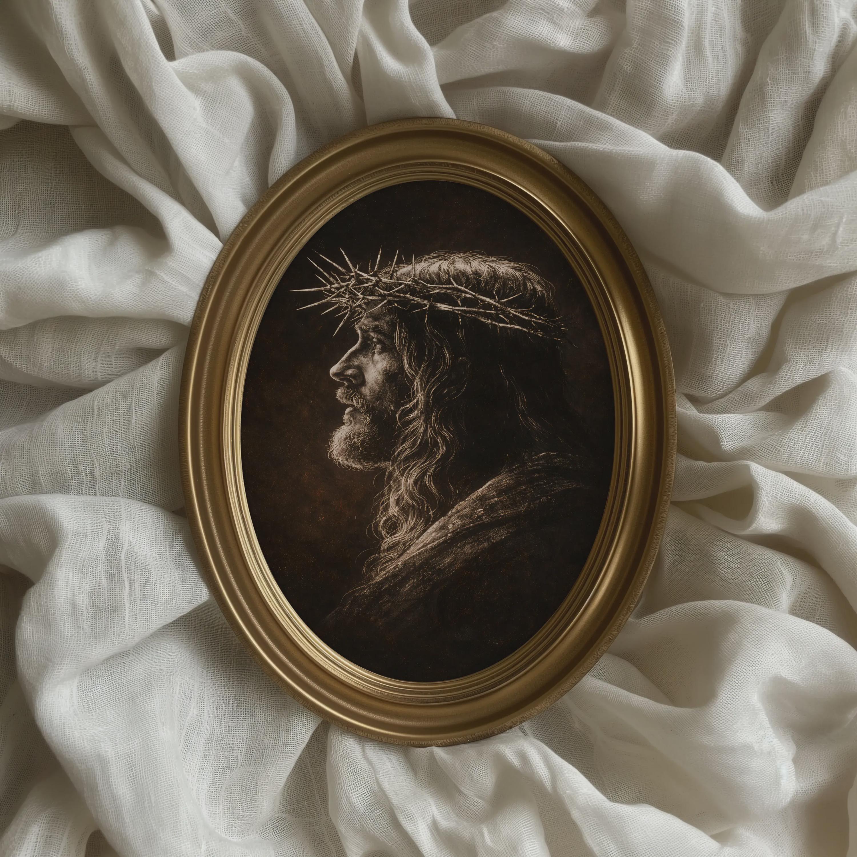 Christian Wall Art - Vintage Jesus With Crown of Thorns Print ...