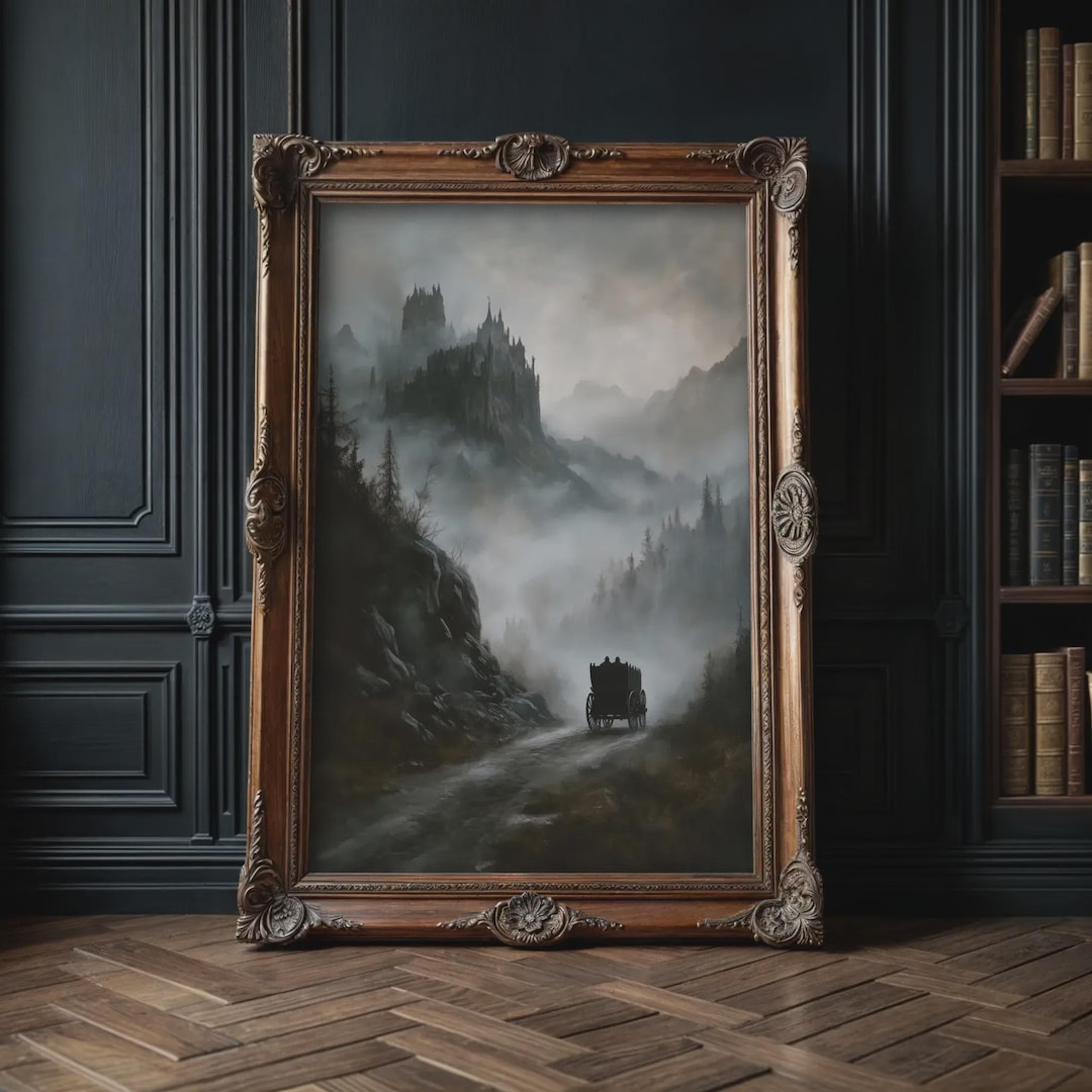 Gothic Wall Art - Road to Dracula Castle Print, Dark Fantasy Art, Misty ...