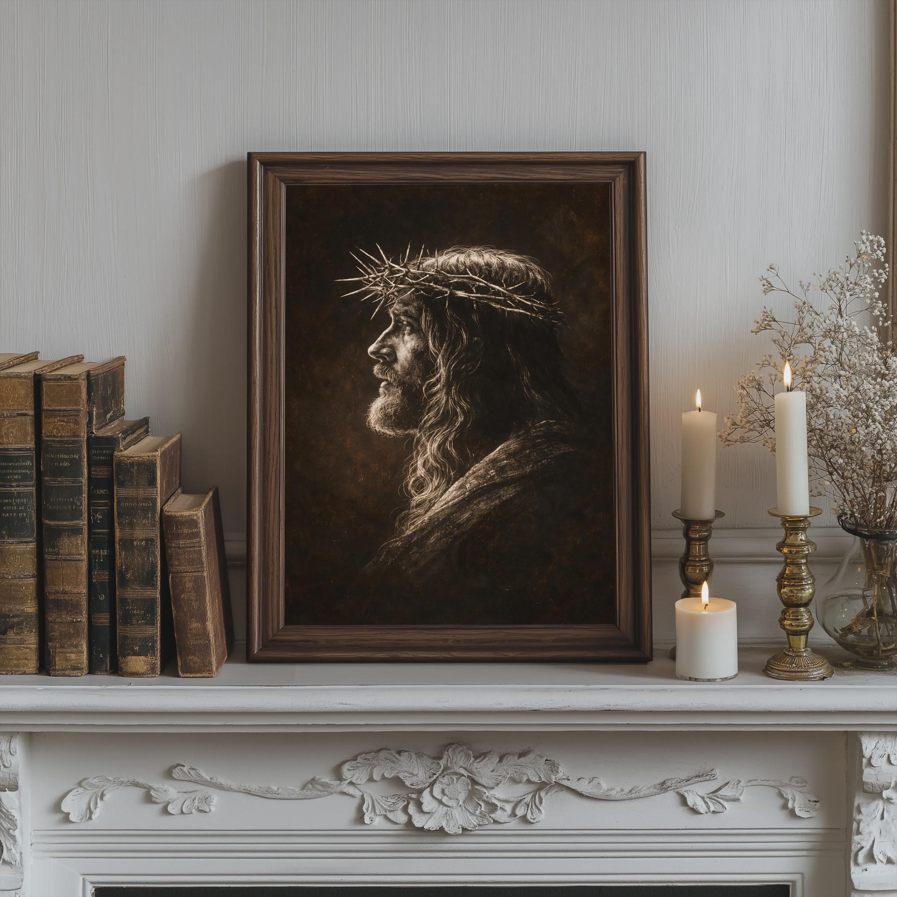 Christian Wall Art - Vintage Jesus With Crown of Thorns Print ...