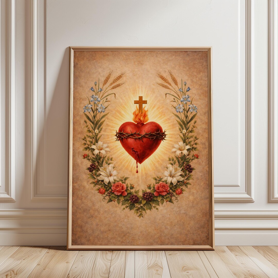 Sacred Heart of Jesus Wall Art – Religious Christian Poster for ...