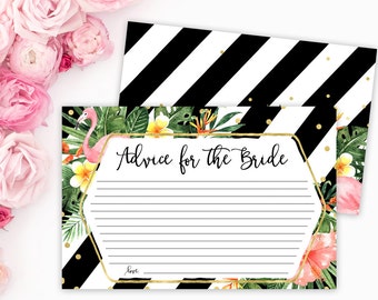 Advice for the Bride Card, Bridal Shower Advice Card, Tropical Watercolor Bridal Advice Card, Wedding Advice Card,  4x6 INSTANT DOWNLOAD