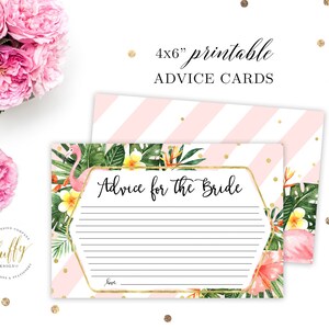 Advice for the Bride Card, Bridal Shower Advice Card, Tropical Watercolor Bridal Advice Card, Wedding Advice Card, Bridal Shower Game, 4x6