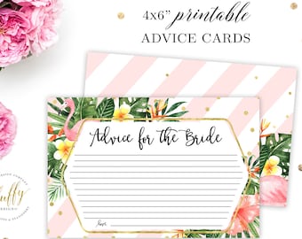 Advice for the Bride Card, Bridal Shower Advice Card, Tropical Watercolor Bridal Advice Card, Wedding Advice Card, Bridal Shower Game, 4x6