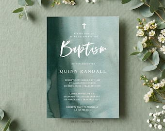Minimalist Baptism Invitation | Gender Neutral | Editable PDF
