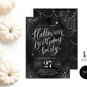 Halloween Birthday Party Invitation TEMPLATE, Adult Costume Party Invitation, Halloween Invite Kids, EDITABLE Printable Invitation, DBIR012