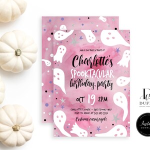 Halloween Birthday Party Invitation for Girl, Kids Halloween Invitation, Costume Party Invitation, EDITABLE Printable Invitation, DBIR011