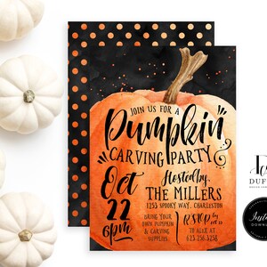 Pumpkin Carving Party Invitation TEMPLATE, Halloween Party Invitation, Harvest Party Invitation, Pumpkin Carving Invite Printable, DH010