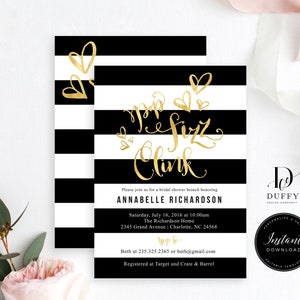 Black and White Bridal Shower Invitation TEMPLATE, Printable Bridal Shower Invite, Editable Modern Wedding Shower Invitation DBR009