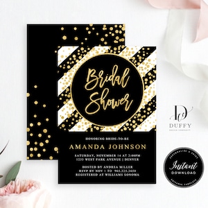 Black and White Bridal Shower Invitation TEMPLATE, Printable Bridal Shower Invite, Editable Wedding Shower Invitation DBR003