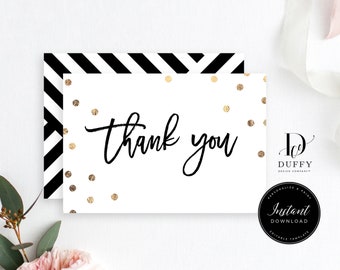 Black and white Thank You Card TEMPLATE, Wedding Thank You Card, Baby Shower Thank You Cards, Editable Thank You Card