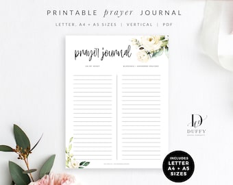 Floral Printable Prayer Journal, Prayer List Printable, Bible Study Printables, Faith Journal, Bible Journaling, Daily Devotional, PJ002