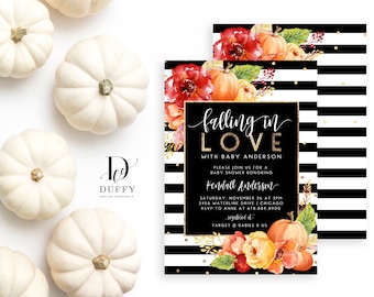 Baby Shower Invitation, Baby Shower Invite, Fall in Love Baby Shower Invitation, Fall Baby Shower Invite, Gender Neutral Baby Shower Invite