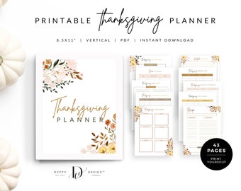 Printable Thanksgiving Planner, Holiday Planner, Thanksgiving Binder, Party Planner Bundle, Recipe Planner, Event Planner, Meal Prep Planner