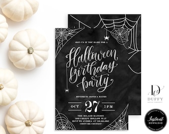 Halloween Birthday Party Invitation TEMPLATE, Adult Costume Party Invitation, Halloween Invite Kids, EDITABLE Printable Invitation, DBIR012