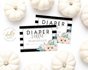 Diaper Raffle Ticket Pumpkin, Diaper Raffle Card, Diaper Raffle Insert, Baby Shower Diaper Raffle, Diaper Raffle Printable, INSTANT DOWNLOAD