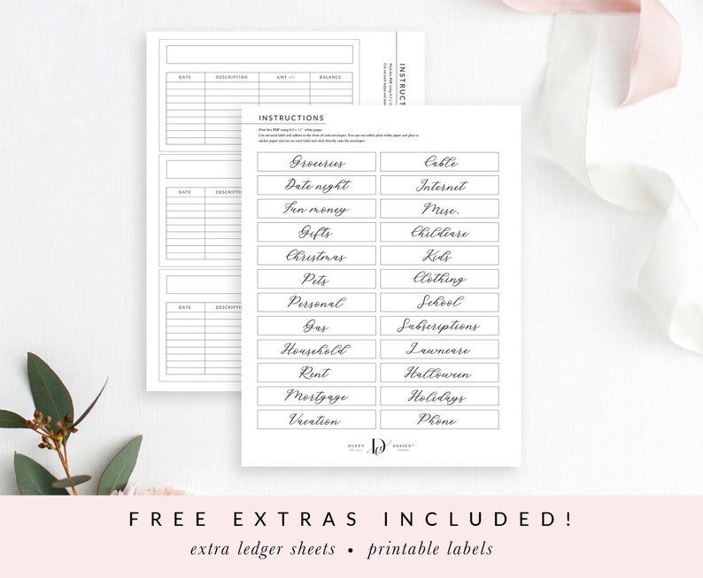 Floral Printable Cash Envelopes with Transaction Tracker, Cash Envelope System, Budget Envelopes Printable, Set of 5 INSTANT DOWNLOAD CE037 image 4