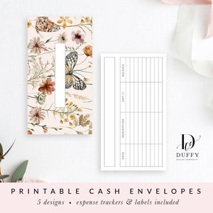 Floral Printable Cash Envelopes with Transaction Tracker, Cash Envelope System, Budget Envelopes Printable, Set of 5 INSTANT DOWNLOAD CE037 image 7