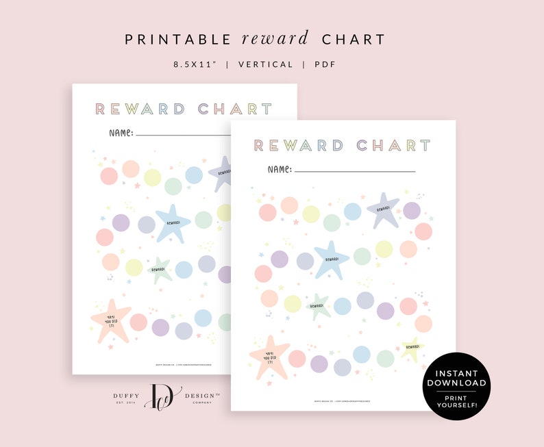 Printable Rainbow Reward Chart, Children's Sticker Chart, Toddler Reward Chart, Potty Training Chart INSTANT DOWNLOAD RC001 image 2