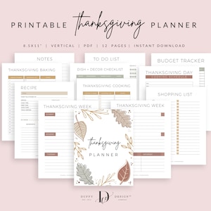 Thanksgiving Planner Inserts Printable, Holiday Planner, Thanksgiving Binder, Party Planner Bundle, Holiday Planner, PDF Instant Download image 1