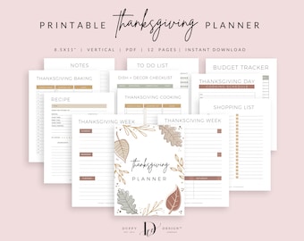 Thanksgiving Planner Inserts Printable, Holiday Planner, Thanksgiving Binder, Party Planner Bundle, Holiday Planner, PDF Instant Download