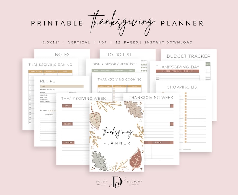 Thanksgiving Planner Inserts Printable, Holiday Planner, Thanksgiving Binder, Party Planner Bundle, Holiday Planner, PDF Instant Download image 1