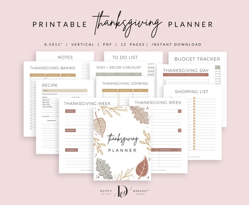 Thanksgiving Planner Inserts Printable, Holiday Planner, Thanksgiving Binder, Party Planner Bundle, Holiday Planner, PDF Instant Download image 5