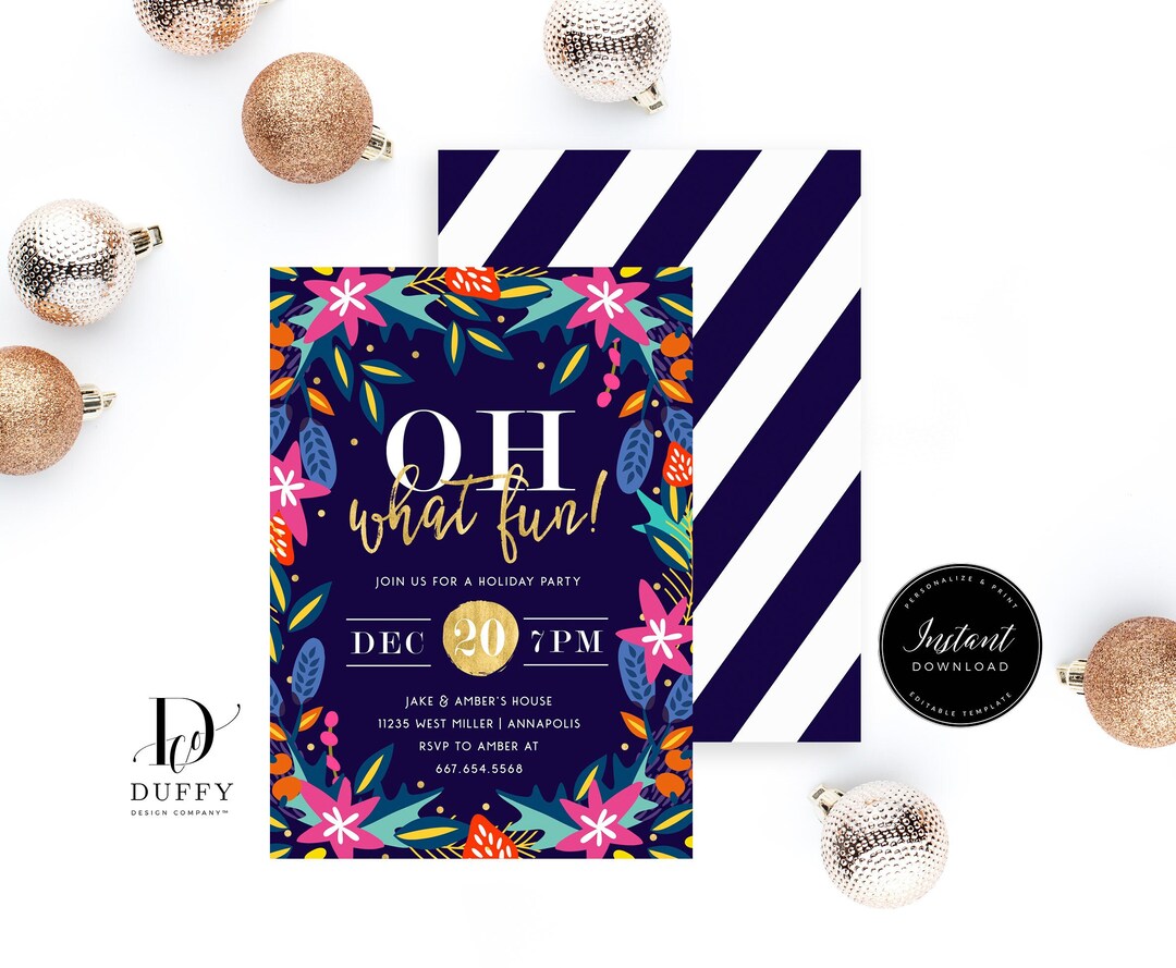 Colorful Christmas Party Invitation, Fun Festive Modern Holiday Party