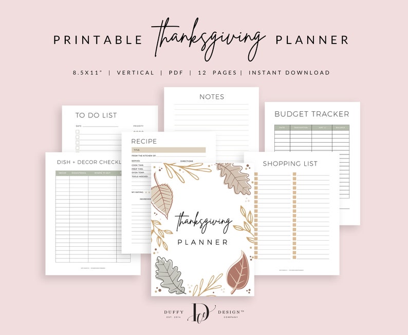 Thanksgiving Planner Inserts Printable, Holiday Planner, Thanksgiving Binder, Party Planner Bundle, Holiday Planner, PDF Instant Download image 3