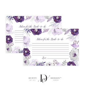 Lila Ratschlag für die Braut Karte, Ratschlagkarten, Hochzeitsratschlagkarten, Eheratschlag, Ratschlagkarten zum Ausdrucken, Ratschläge für die Braut & Bräutigam