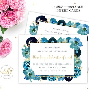 Bring a Book Instead of a Card, Books for Baby Card, One Tiny Request, Book Insert Card, Baby Shower Card Navy Gold Book Card Printable