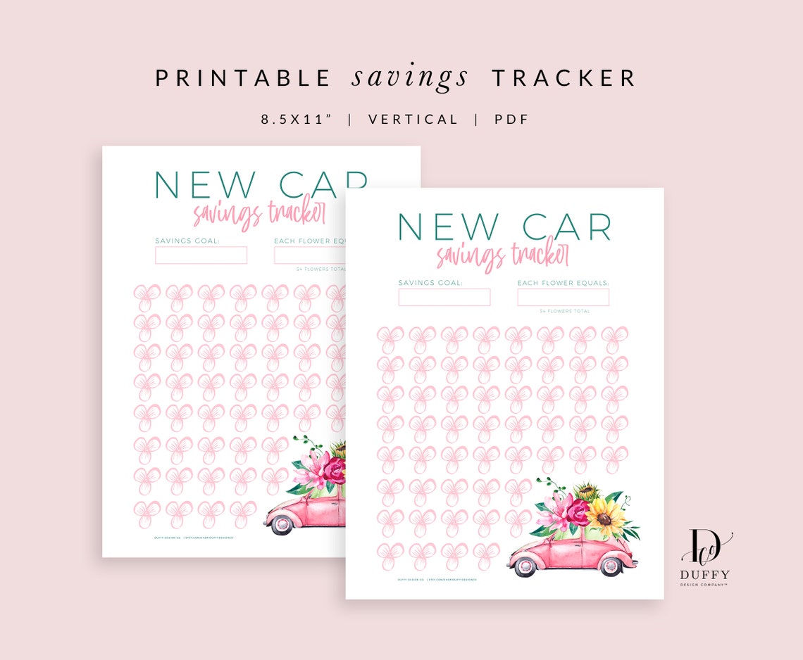 New Car Savings Tracker Printable New Car Sinking Fund | Etsy