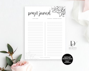 Printable Prayer Journal, Prayer List Printable, Bible Study Printables, Faith Journal, Bible Journaling, Daily Devotional Printable, PJ001