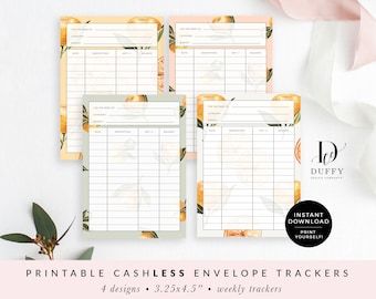 Cashless envelope Tracker, Printable Spending Tracker, Budget Planner, Budget Envelopes, Spending Log Printable - CLE001