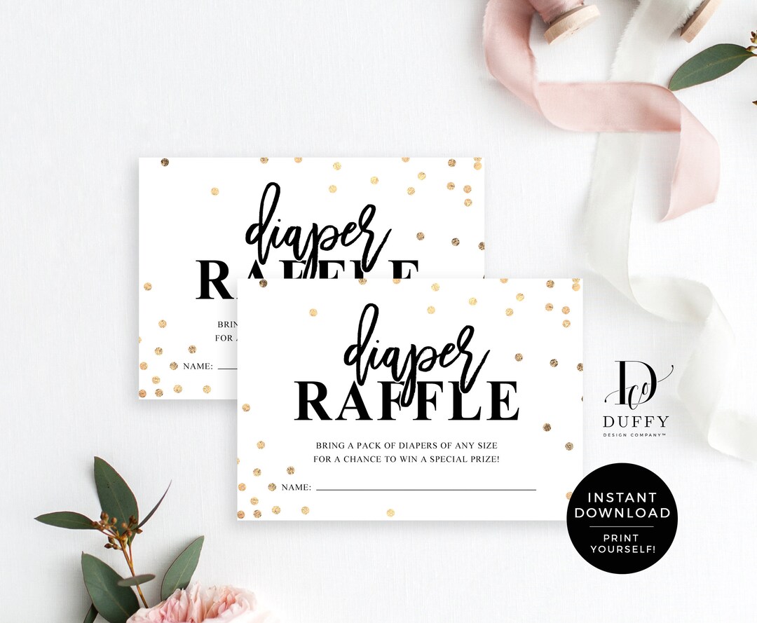 Boleto de rifa de pañales, tarjeta de inserción de rifa de pañales ...