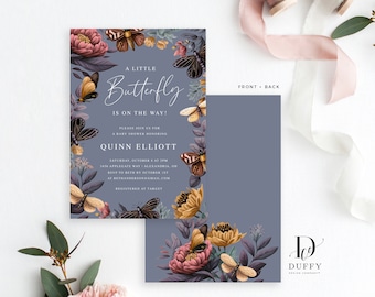 Whimsical Butterfly Floral Baby Shower Invitation | Editable | Instant Download