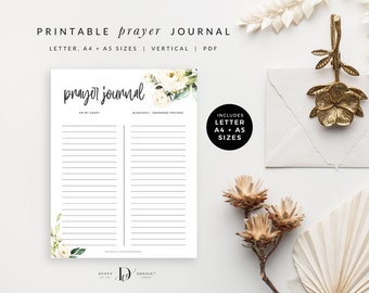 Floral Printable Prayer Journal, Prayer List Printable, Bible Study Printables, Faith Journal, Bible Journaling, Daily Devotional, PJ002