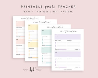 Monthly Goal Tracker Sheets, Goal Progress Tracker, Goal Setting Worksheet, Printable Goal planning sheet, Financial Goal Planning, GP002