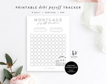 Mortgage Debt Tracker Printable, House Debt Payoff Calculator, Budget Tracker Sheets, Debt Free Journey Planner, Debt Payoff Plan - DPT005