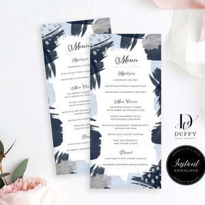 Baby Shower Menu Card Template, Baby Boy Shower Printable, Blue Baby Shower Menu Card, Navy Wedding menu, INSTANT DOWNLOAD