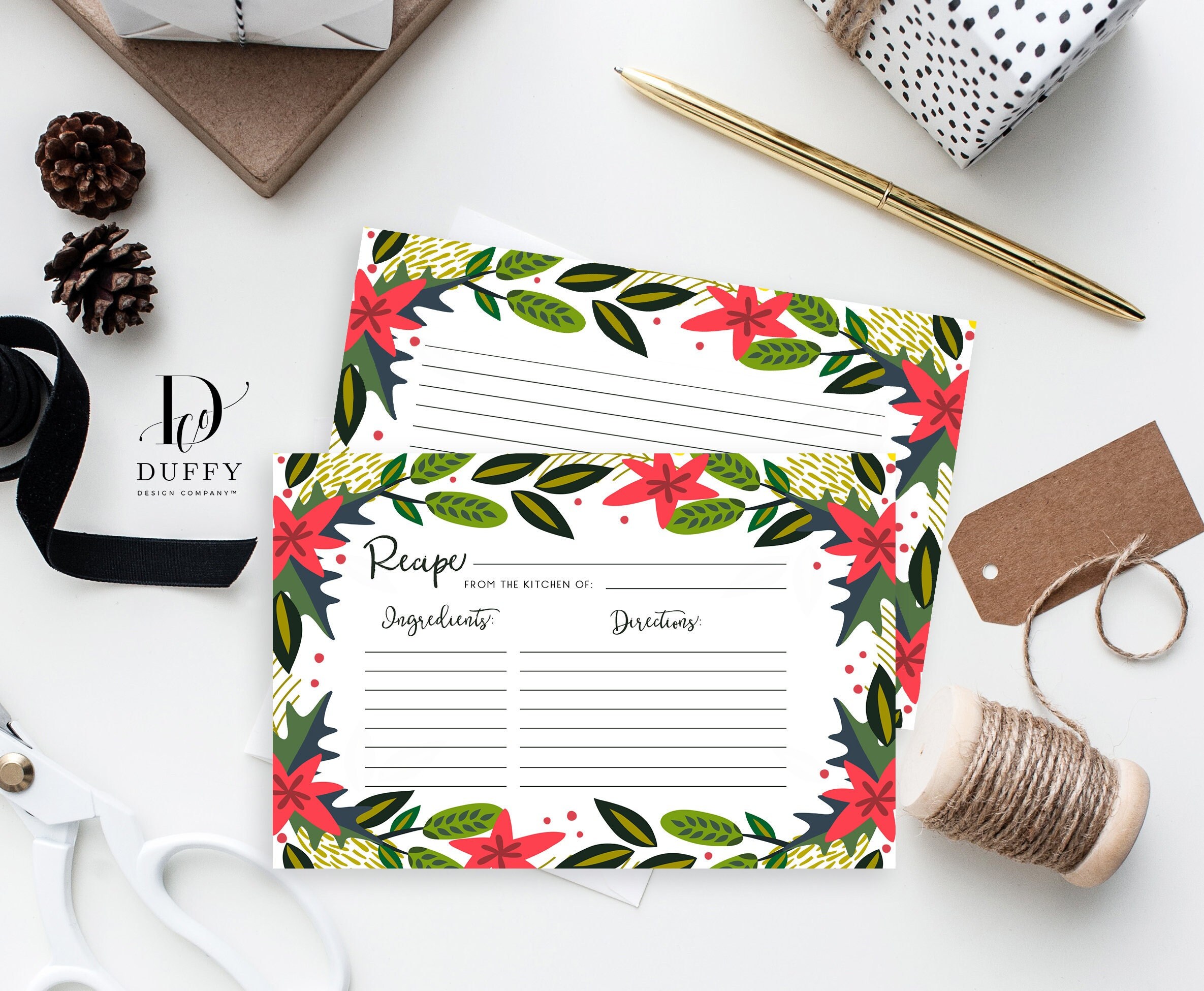 Cookie Recipe Card, Holiday Christmas Recipe Card, Christmas Holiday Baking Gift Idea, Baking Recipe Card, Cookie Exchange Recipe Card - 4x6