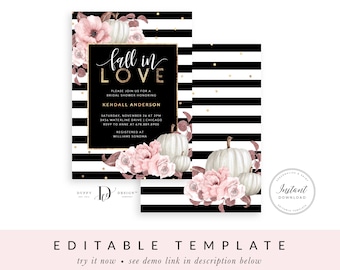 Elegant Fall Floral Bridal Shower Invite | Editable Printable