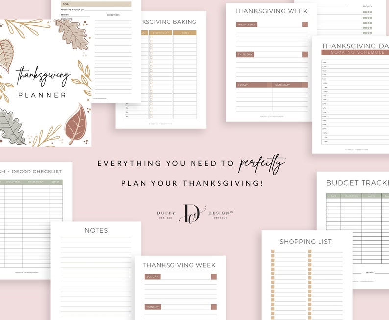 Thanksgiving Planner Inserts Printable, Holiday Planner, Thanksgiving Binder, Party Planner Bundle, Holiday Planner, PDF Instant Download image 4