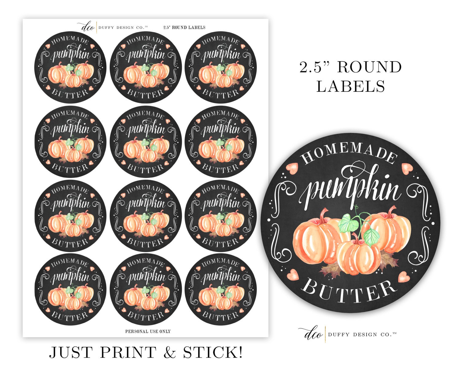Pumpkin Butter Printable Labels Printable label for jars | Etsy