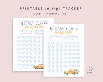 New Car Savings Tracker Printable | Vehicle Fund Budget Planner PDF | Down Payment Fund