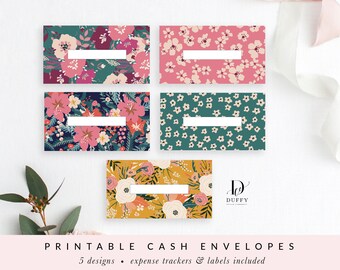 Floral Printable Cash Envelopes With Transaction Tracker Cash | Etsy