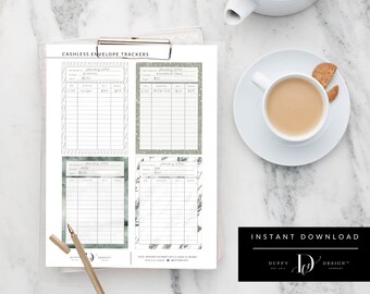 Printable Spending Tracker, Cashless envelope Tracker, Budget Planner, Budget Envelopes, Spending Log Printable - CLE002