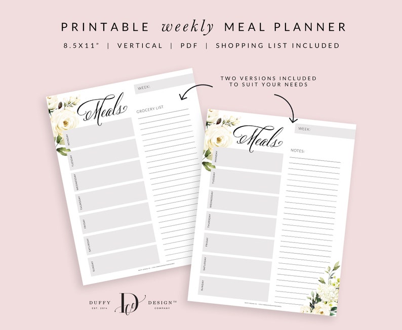 Meal Planner Printable, Weekly Meal Planner, Menu Planner, Grocery Shopping List Printable, Health Planner, Fitness Planner, PDF image 7
