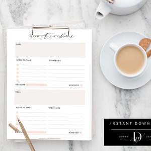 Monthly Goals Tracker Template, Goal Progress Tracker, Goal Setting Worksheet, Printable Goal planning sheet, Financial Goal Planning, GP001