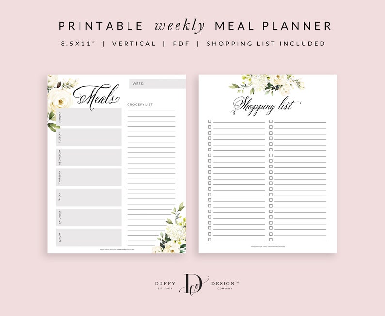 Meal Planner Printable, Weekly Meal Planner, Menu Planner, Grocery Shopping List Printable, Health Planner, Fitness Planner, PDF image 6