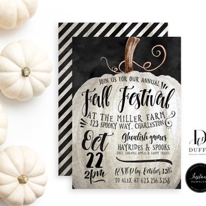 Fall Festival Invitation TEMPLATE, Fall Harvest Party Invitation, Halloween Party Invitation, Pumpkin Carving Invite Printable, DFALL001